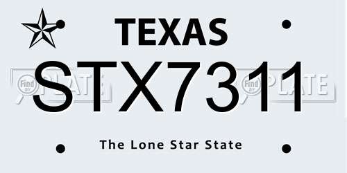 STX7311 Texas License Plate