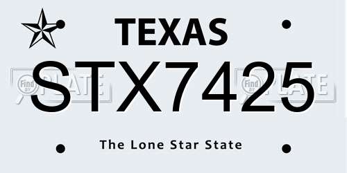 STX7425 Texas License Plate