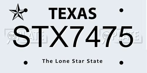 STX7475 Texas License Plate