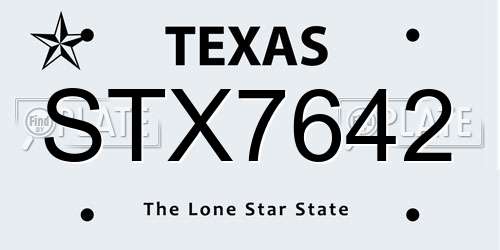 STX7642 Texas License Plate