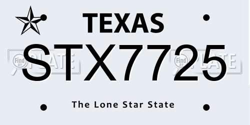 STX7725 Texas License Plate