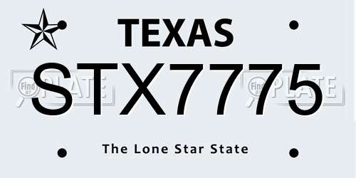 STX7775 Texas License Plate