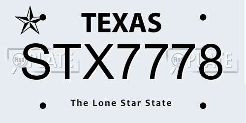 STX7778 Texas License Plate