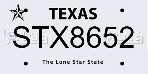 STX8652 Texas License Plate