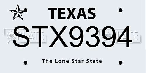 STX9394 Texas License Plate