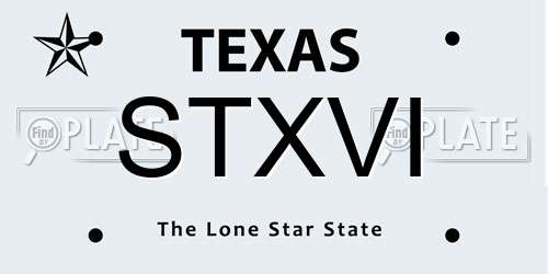 STXVI Texas License Plate