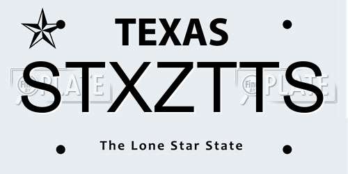STXZTTS Texas License Plate