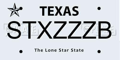 STXZZZB Texas License Plate