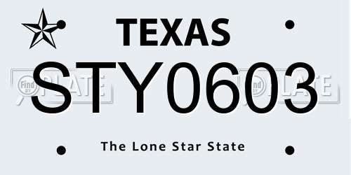 STY0603 Texas License Plate