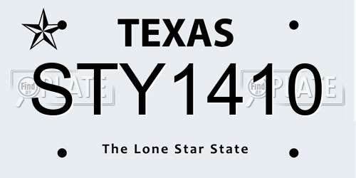 STY1410 Texas License Plate