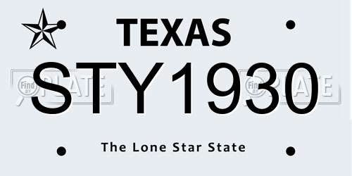 STY1930 Texas License Plate