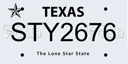 STY2676 Texas License Plate