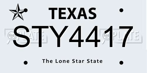 STY4417 Texas License Plate