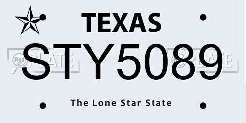STY5089 Texas License Plate