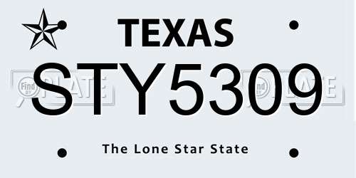 STY5309 Texas License Plate