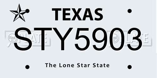 STY5903 Texas License Plate