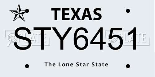 STY6451 Texas License Plate