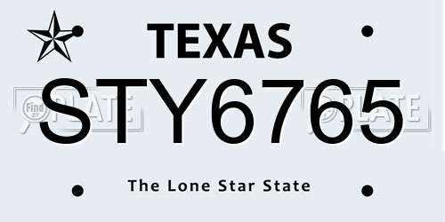 STY6765 Texas License Plate