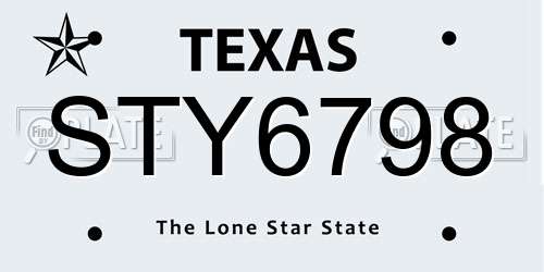 STY6798 Texas License Plate