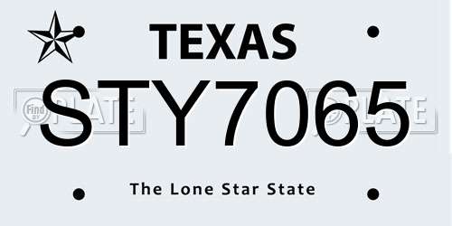 STY7065 Texas License Plate