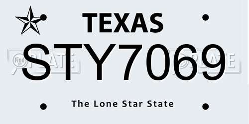 STY7069 Texas License Plate