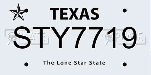 STY7719 Texas License Plate