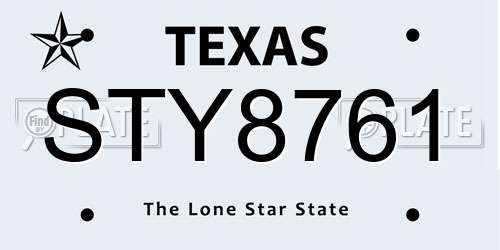 STY8761 Texas License Plate