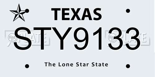 STY9133 Texas License Plate