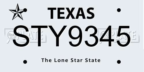 STY9345 Texas License Plate