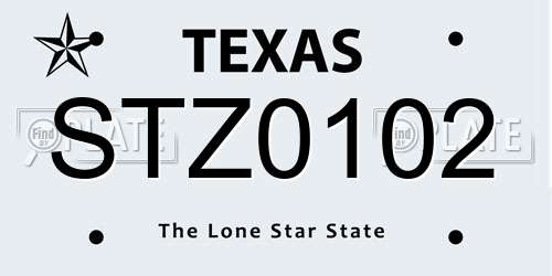 STZ0102 Texas License Plate
