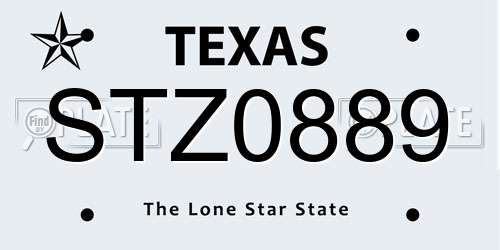STZ0889 Texas License Plate