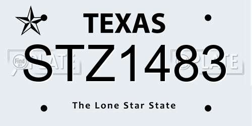 STZ1483 Texas License Plate