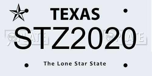 STZ2020 Texas License Plate