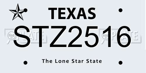 STZ2516 Texas License Plate