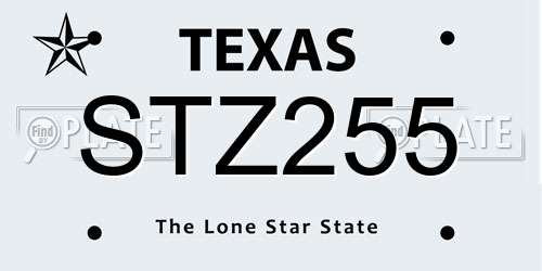 STZ255 Texas License Plate