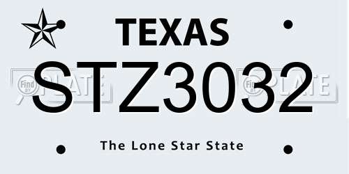 STZ3032 Texas License Plate