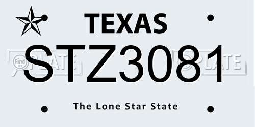 STZ3081 Texas License Plate