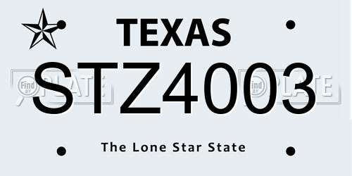 STZ4003 Texas License Plate