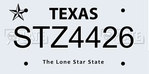 STZ4426 Texas License Plate