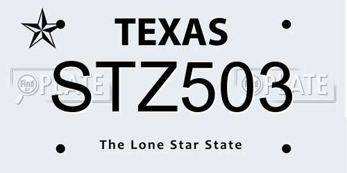 STZ503 Texas License Plate
