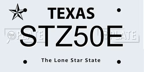 STZ50E Texas License Plate