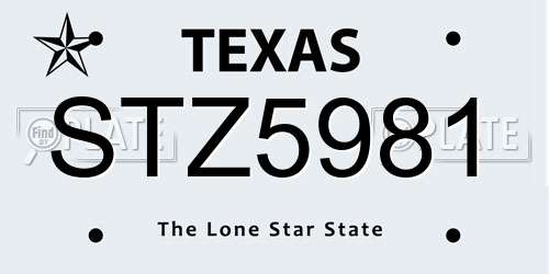 STZ5981 Texas License Plate