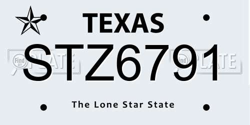 STZ6791 Texas License Plate