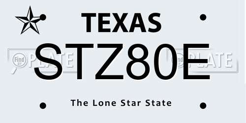 STZ80E Texas License Plate