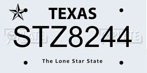 STZ8244 Texas License Plate