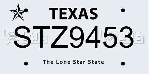 STZ9453 Texas License Plate