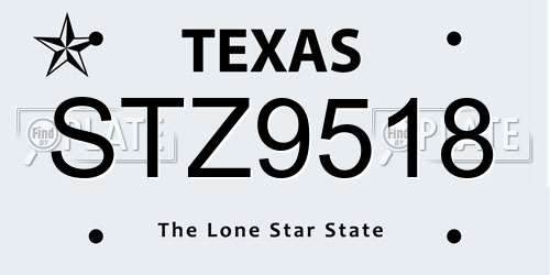STZ9518 Texas License Plate
