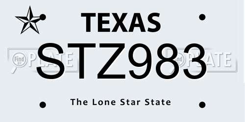 STZ983 Texas License Plate