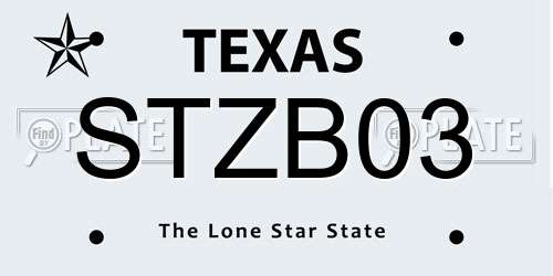 STZB03 Texas License Plate