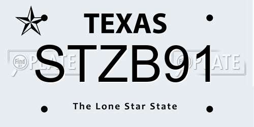 STZB91 Texas License Plate